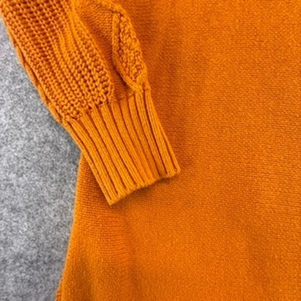 Bass Womens Orange Cable Knit Crew Neck Sweater Size L Chunky Classic